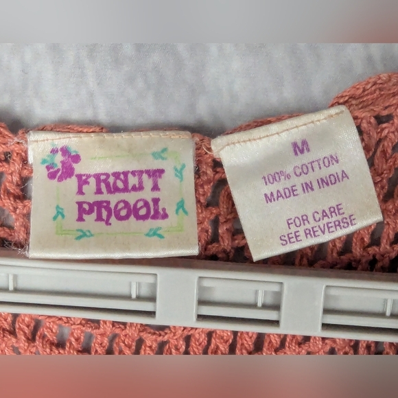 Fruit Phool Size Medium Crocheted Sweater Vest In Country Pink/Mauve Vintage - Picture 6 of 12